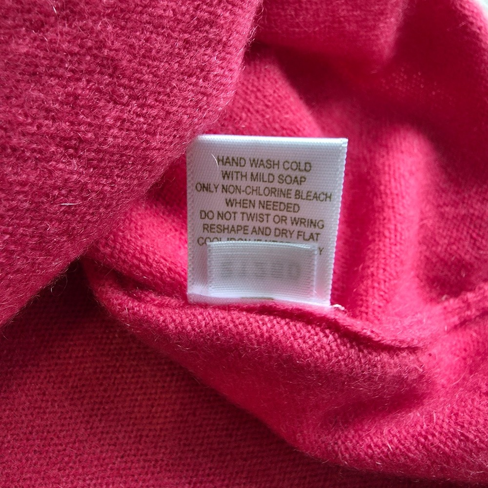 Garnet Hill 100% Cashmere Babydoll Sweater Sz L Pink Roll Hem Soft Girl Coquette - Picture 13 of 14